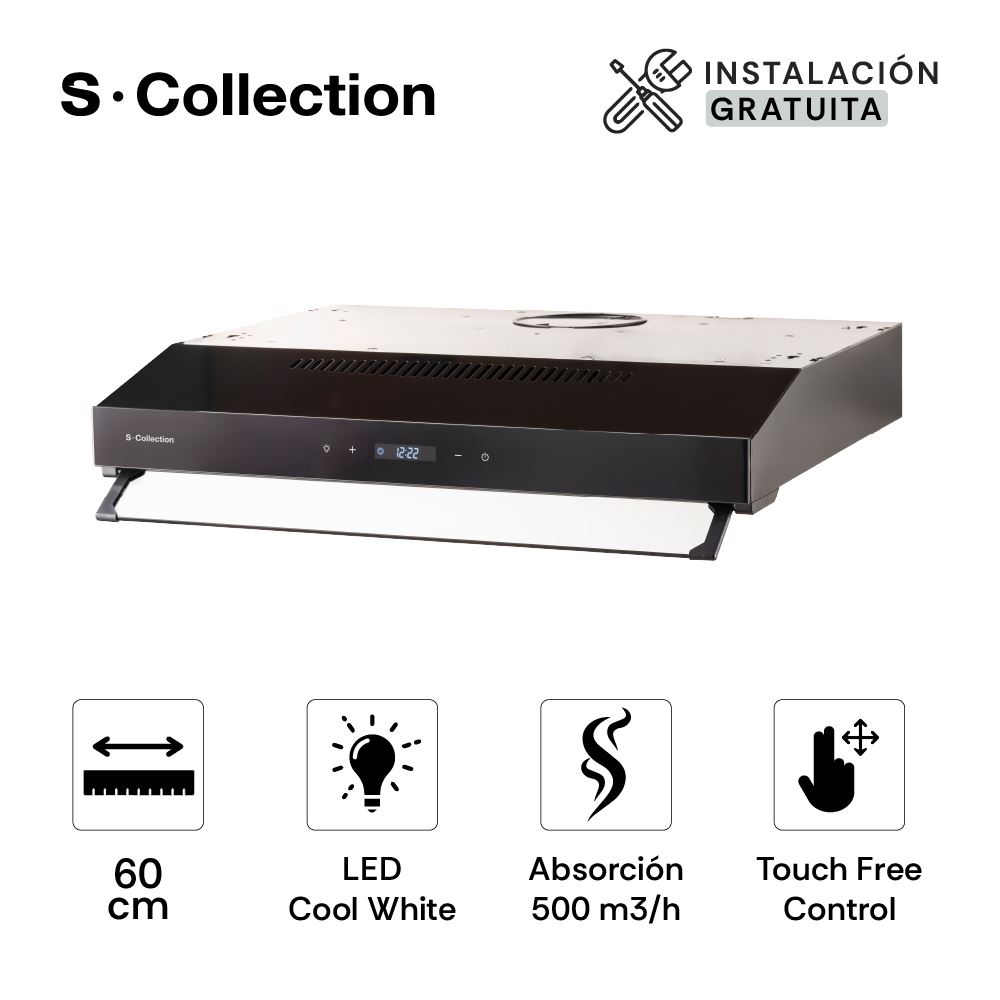 Campana Slim Black Touch Free Scollection 60 Cm